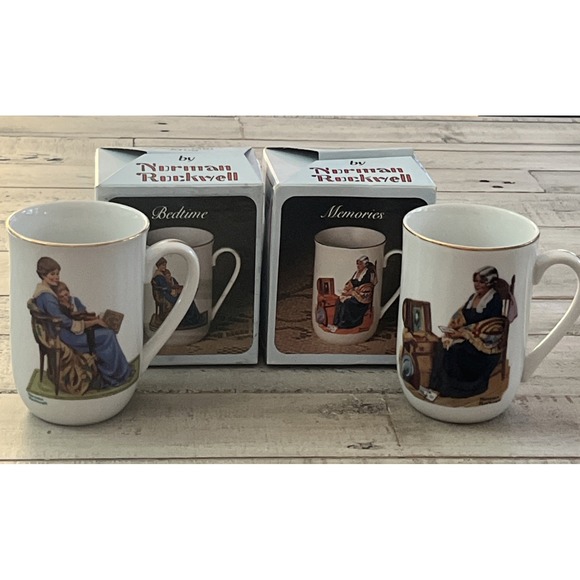 Norman Rockwell Other - Norman Rockwell‎ Vintage Collectible Mugs - Memories and Bedtime New In the Box